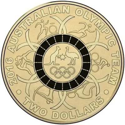 2016 $2 Rio Olympic Games Black Australian Coloured Two Dollar $2 Coin Circ  • $6.76
