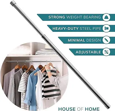 Extendable Wardrobe Pole 60-103CM Adjustable Rail Hanger Heavy Duty Easy Build • £9.99