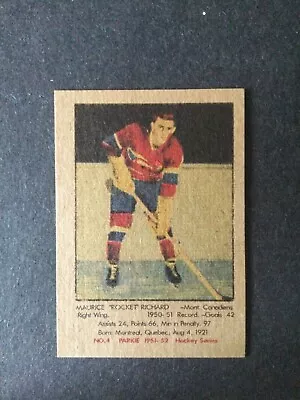 Maurice Richard '51-52 Parkie #4 Reprint Rookie Card • $110.84