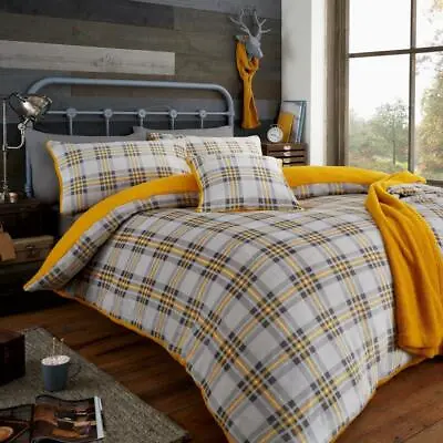 Luxury Tartan Check Teddy Duvet Cover Quilt Set Soft & Cosy Bedding Pillowcases • £16.99