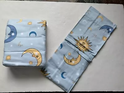 2pc Sun Moon Stars Full Flat Sheet + Pillowcase COTTON Flannel New • $19.95