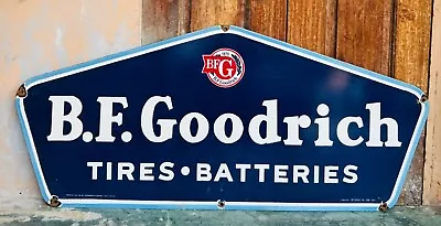 Rare Vintage Porcelain BF Goodrich Tires Batteries 42 X 18 Inches Enamel Sign • $175