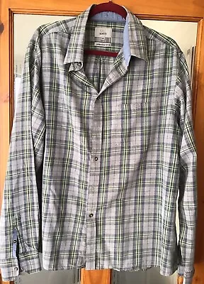 M&s Shirt Checked Plaid Tailored Fit Cotton Grey Green Xxl • £5.50