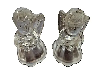 Set Of 2 Biedermann Mini Glass Candle Holder Angels For Small Taper Candles • $13.99
