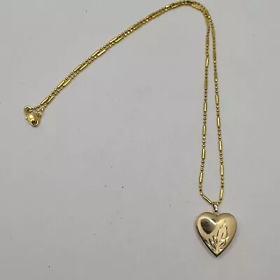 Vintage ~ Tru-Kay 14k Gold Filled Floral Heart Photo Locket Necklace ~ 18  GF... • $39.99