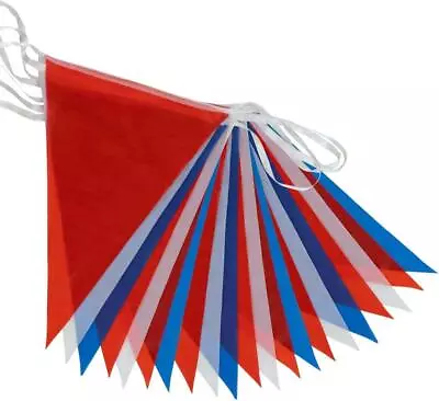 Union Jack Bunting Red White Blue 20 Fabric Flags Royal Street Party Decor 33FT • £3.53