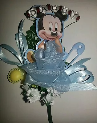 Mickey Minnie Mouse Donald Duck Pluto Baby Shower Daddy Boutonniere Pink Blue  • $5.49