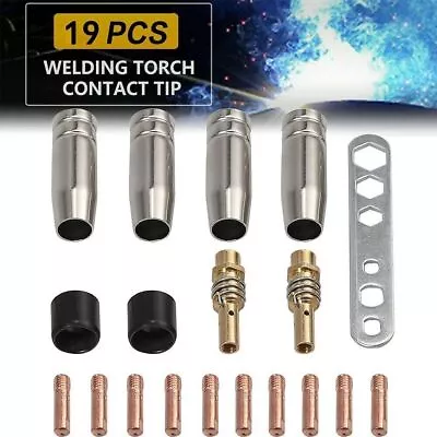 MB15 MIG WELDING CONSUMABLES KIT TORCH CONTACT TIPS NOZZLE SHROUD 14AK/15AK 19pc • £3.49