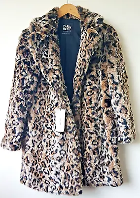 $97.58 • Buy Zara Faux Fur Coat Leopard Animal Print Size M Medium Bnwt