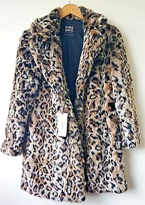 ZARA Faux Fur Coat Leopard Animal Print Size M Medium BNWT • $87.02