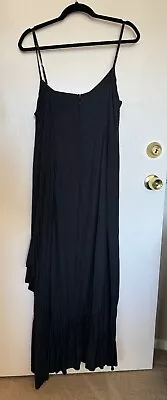 Volcom Sexy Black Maxi Dress Women's XL Spaghetti Straps Slit Ruffles  • $23