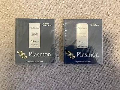 BRAND NEW (2) Plasmon P9100W 9.1GB Write Once Magneto Optical Disk! • $10
