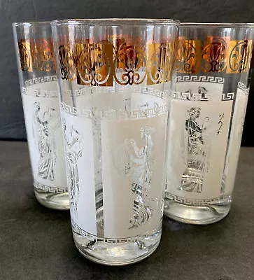 1960s Vintage Greek Cameo High Ball Glasses 12 Oz • $29.80