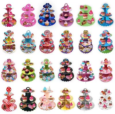 3 Tier Cake Stand Afternoon Tea Kids Party Wedding Muffin Cupcake Dessert Holder • £3.49