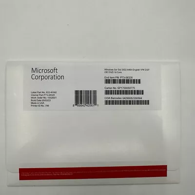 Microsoft Windows Server 2022 Standard 64-bit License & DVD 16 Core • $39.99