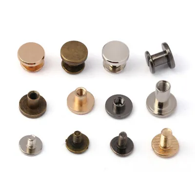 £2.03 • Buy Round Brass Leather Belt Screw Wallet Chicago Screw Nail Solid Rivet Stud Head