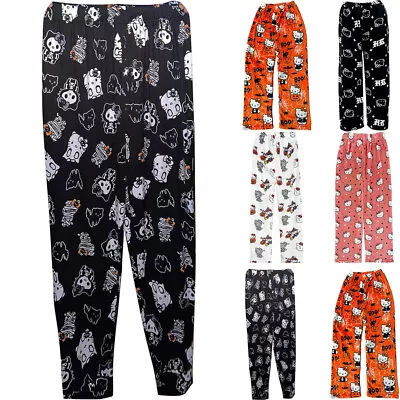 Hello Kitty Flannel Pajamas Women Girl Elastic Waisted Soft Pants Winter Trouser • $23.27