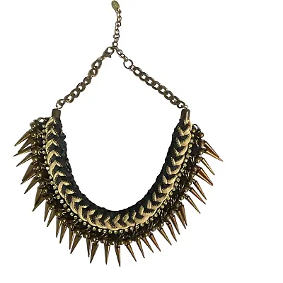 Zara Braided Metal Necklace Braided Black And Gold • $39.95