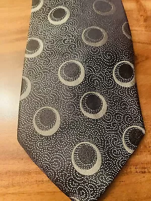 Bugatchi Uomo 100% Silk Tie Made In Italy Abstract Circles Brocade Foulard • $13.60