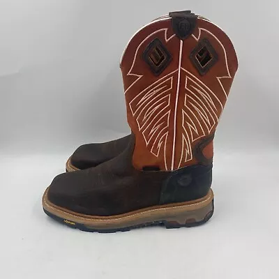 Justin Mens 11D Roughneck Rust & Brown Square Steel Toe Cowboy Boots WK2115 • $149