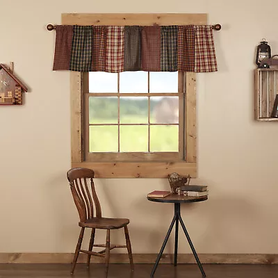 VHC Brands Beckham Rustic Valance Patchwork Rust Khaki Soft Black 16x72  • $20.70