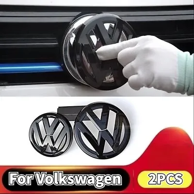 $35.92 • Buy 2pcs ABS Car Front Grill Badges Rear Trunk Emblem Lid Covers Logo Sticker For VW