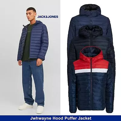 Jack & Jones Hooded Puffer Jacket Full Zip Long Sleeve For Men • £22.99