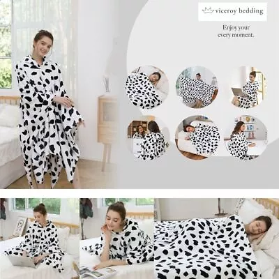 COW PRINT Soft Fleece Hoodie Blanket Large Oversize Wearable Blanket Sweatshirt • £7.99