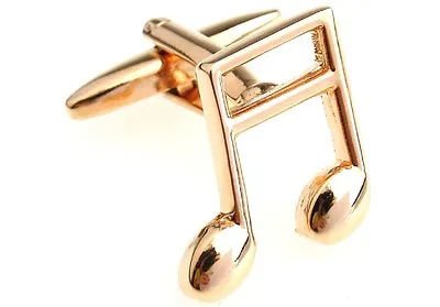 Music Note Pair Cufflinks Banded Gold Wedding Fancy Gift Box & Polishing Cloth • $17.76