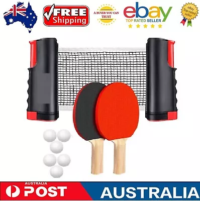 $25.99 • Buy Outdoor Table Tennis Ping Pong Set Retractable Net Rack With 2 Rackets 6 Balls