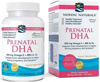 Nordic Naturals Prenatal DHA Omega-3 Fish Oil Vitamin D Capsules 90 Caps. • $47.92