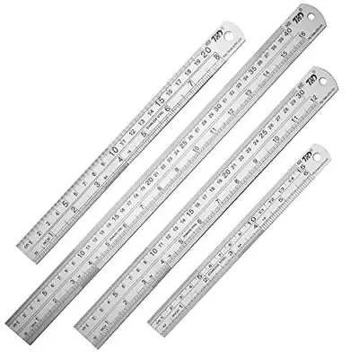 Ruler Metal Stainless Steel Ruler Straight Edge Measuring Tool Set Of 4(6/8/12 • $16.99