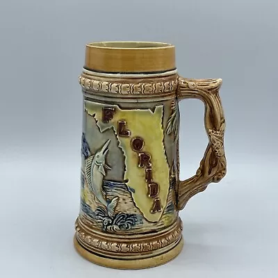 Vintage Florida Souvenir Beer Stein Mug Made In Japan Flamingo Marlin Palm Tree • $12.49