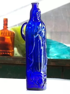 Vintage 1933 Cobalt Blue 12  Virgin Mary Madonna Figural Bottle W/Applied Handle • $75