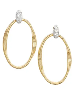Marco Bicego 18K Yellow Gold DIAMOND Hoop Drop Earrings • $1499