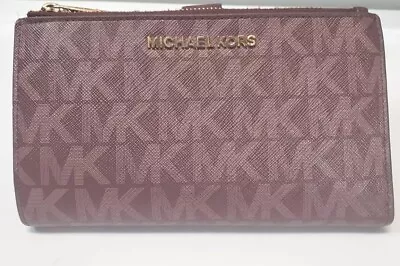 Michael Kors Jet Set Travel Women's Double Zip Wristlet Wallet - Burgundy • $35