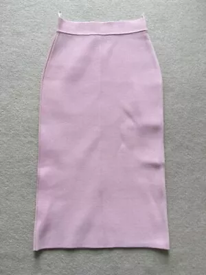 $180 • Buy Stunning Scanlan Theodore Crepe Knit Slit Back Skirt In Pale Pink