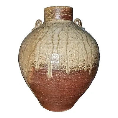 ✨12.75  Rudy Tucker Wood Fired Tobacco Glaze Jar Pot Vase Studio Art Pottery • $186.86