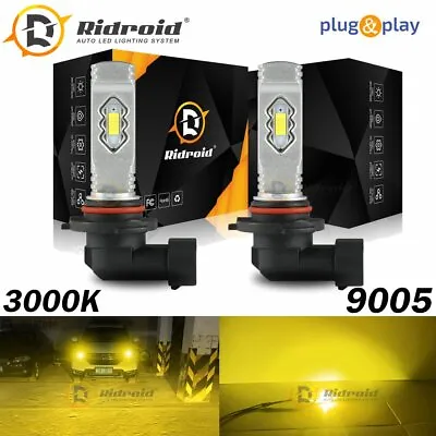 RIDROID Lighting Super Bright LED 9145 9005 Driving Fog Light Bulb 3000K Yellow • $13.98