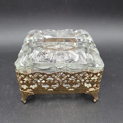 Vintage Matson Ormolu Brass Filigree Jewelry Trinket Casket/Brass Filigree READ • $24.99