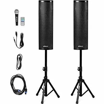 Set Of 2 Bi-Amplified PA Speaker 3-Way Speaker W/ Stand MIC • $229.99