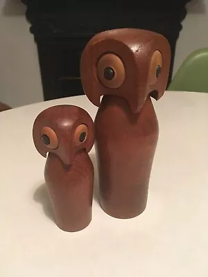 Vintage Retro Danish Mid Century Teak Pair Of Wooden Owls Bojesen / Skjode Era • £120