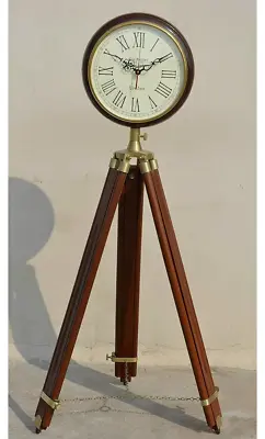 Wooden Grandfather Clock With Wooden Floor Tripod Round Clock Large Clock Gift • $220.77