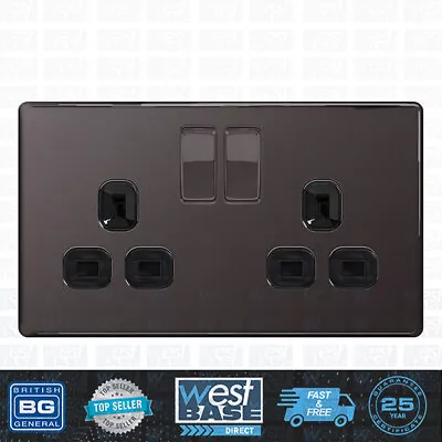 £11.99 • Buy BG FLATPLATE SCREWLESS BLACK NICKEL Switches Sockets Decorative Light ALL Insert