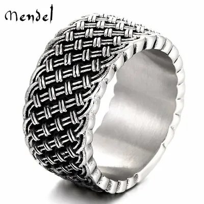 MENDEL Mens Stainless Steel Celtic Knot Braided Wedding Band Ring Size 6-15 • $11.99