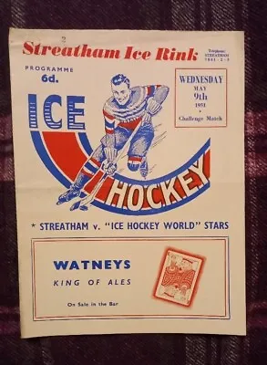 Ice Hockey Programme 9 May 1951 - STREATHAM V. ICE HOCKEY WORLD STARS • £6.99