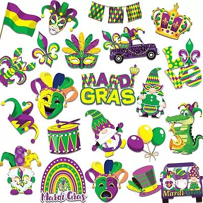 JULMELON Mardi Gras Magnets 22pcs Refrigerator Garage Door Car Decorations For • $11.43