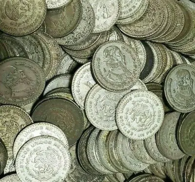 Collection Of 10 Old Mexican Silver Pesos 1957-1967 Old Estate Sale Huge Lot • $44.99
