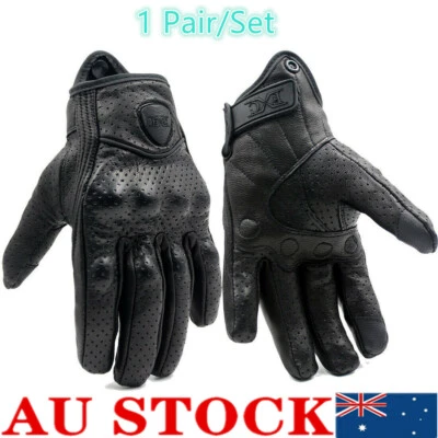 $35.98 • Buy Real Leather Motorcycle Gloves Breathable Waterproof Vintage Protective Gears AU