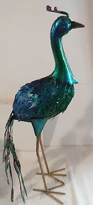 Large Peacock Bird Metal Figure Sculpture Art Colorful 30  • $99.99